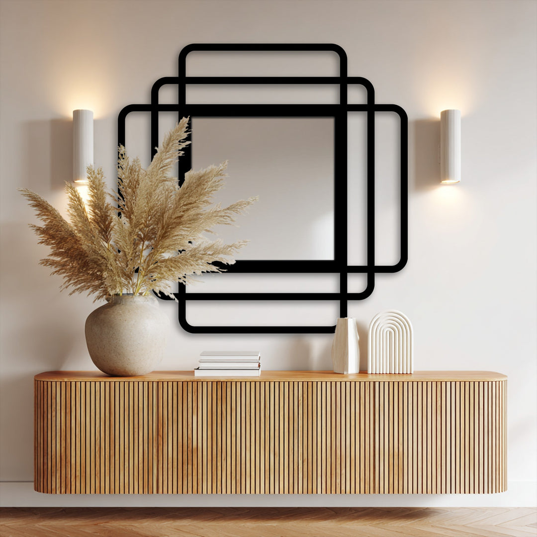 Modern black frame square mirror