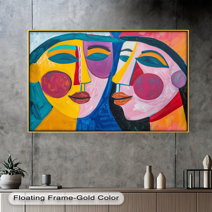 Unified Gaze – Vibrant Dual Portrait Picasso Oil Painting