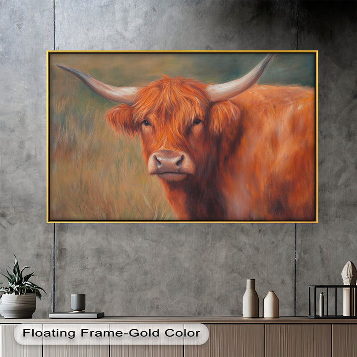 Highland Cow Oil Painting – Warm Animal Wall Art