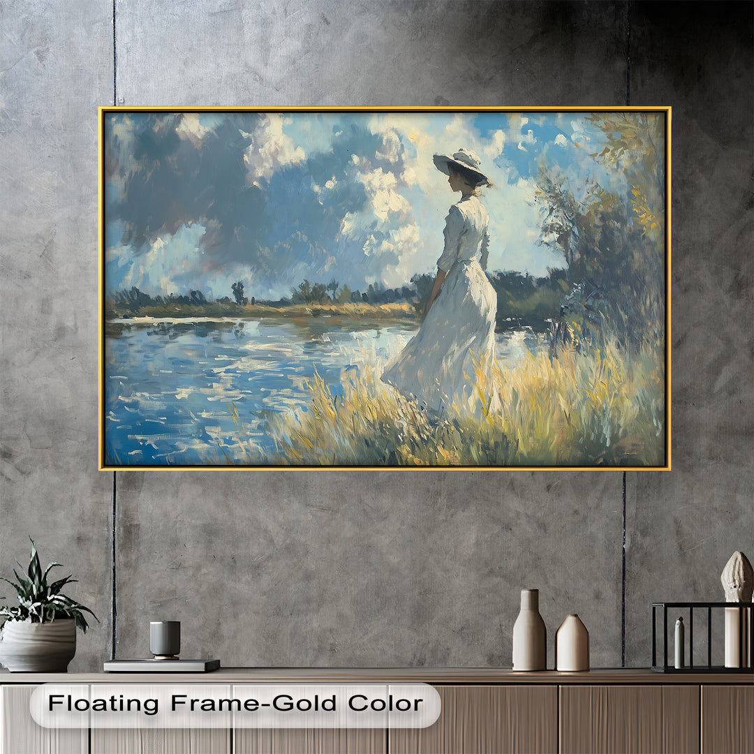Lady by the River – Impressionist Oil Painting