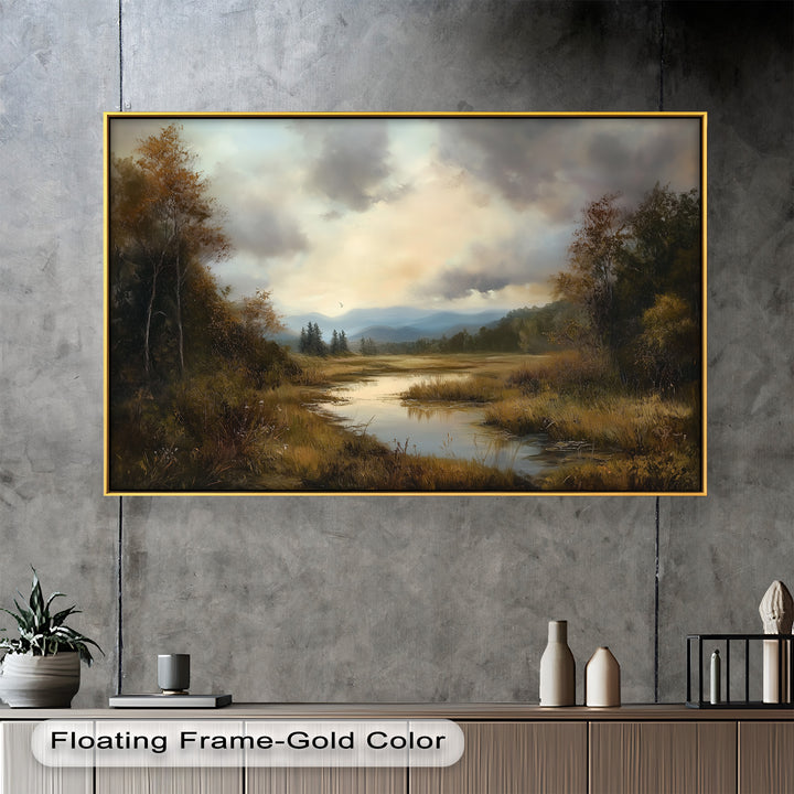 Goldene Ruhe in der Abenddämmerung – Ölgemälde aus dem Hudson River Valley