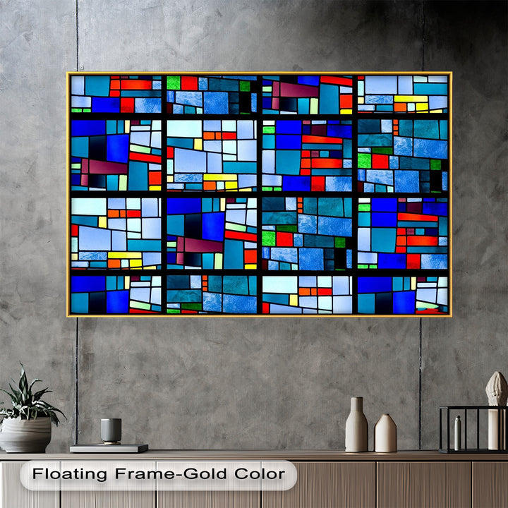 Moderne geometrische Wandkunst – gerahmtes Ölgemälde