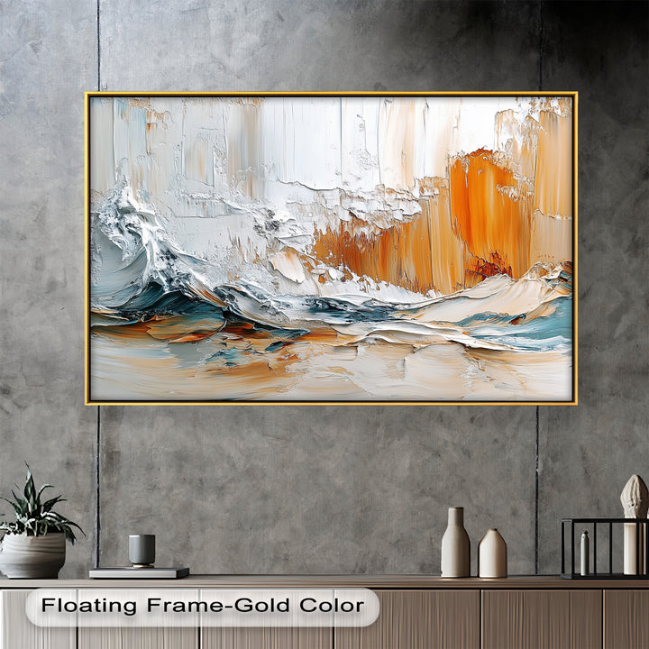 Elemental Surge – Abstract Ocean Cliff Oil Painting