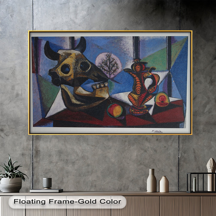 Still Life with Bull Skull – Symbolist Cubist Picasso Oil Painting
