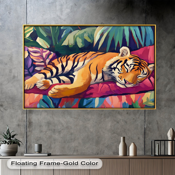 Resting Tiger Oil Painting – Fauvist Jungle Art