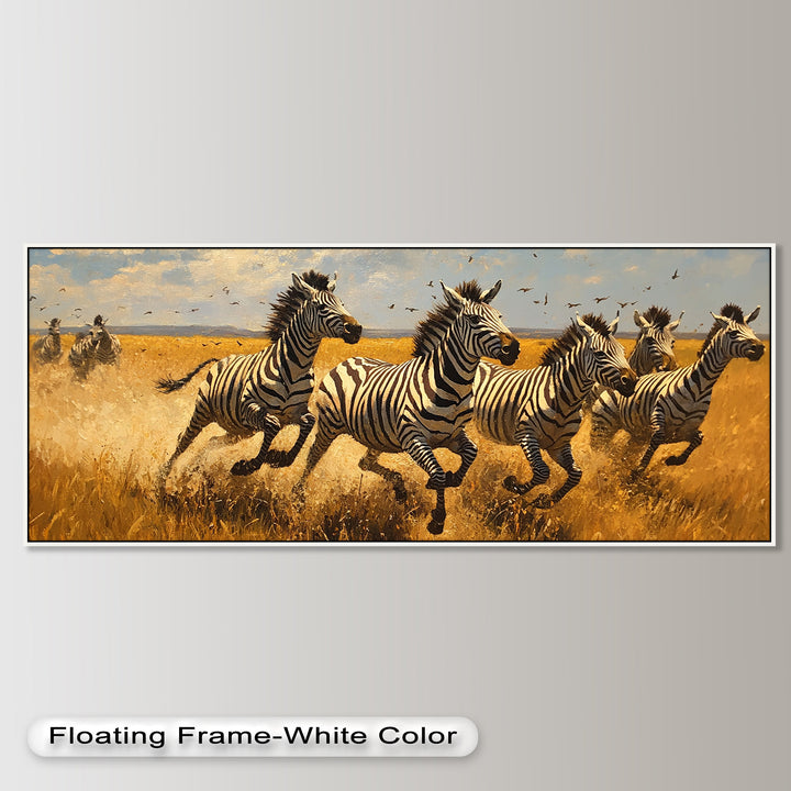 Thundering Zebra Herd – Wild Safari Oil Painting