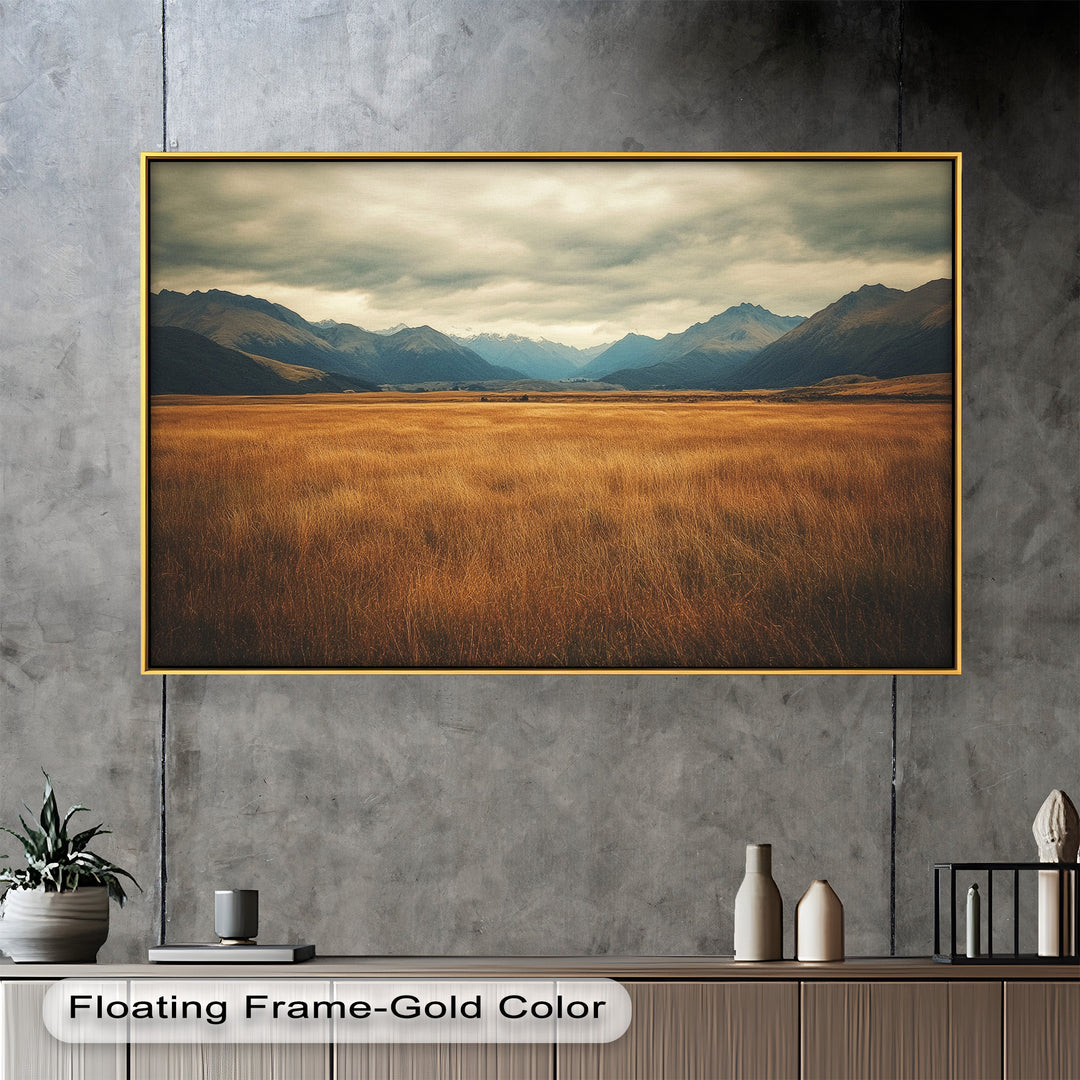 Ölgemälde Golden Meadow – Majestätische Berglandschaft
