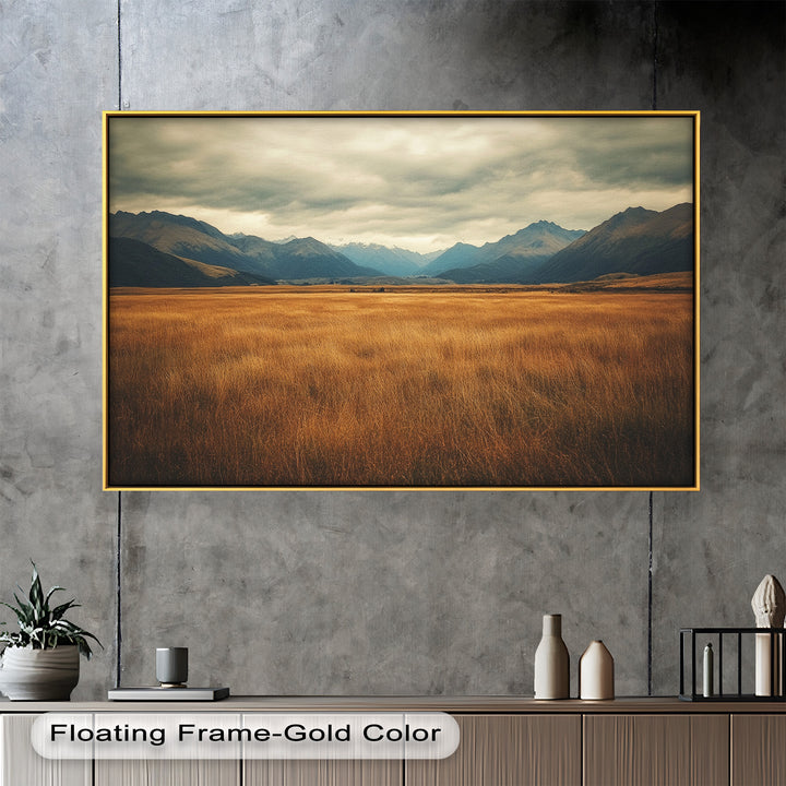 Ölgemälde Golden Meadow – Majestätische Berglandschaft
