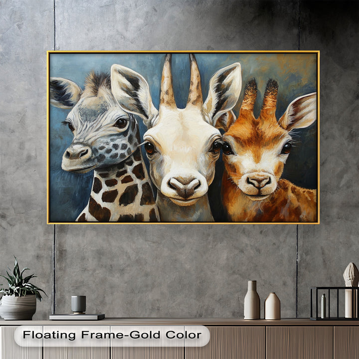 Trio of Giraffes – Animal Oil Painting