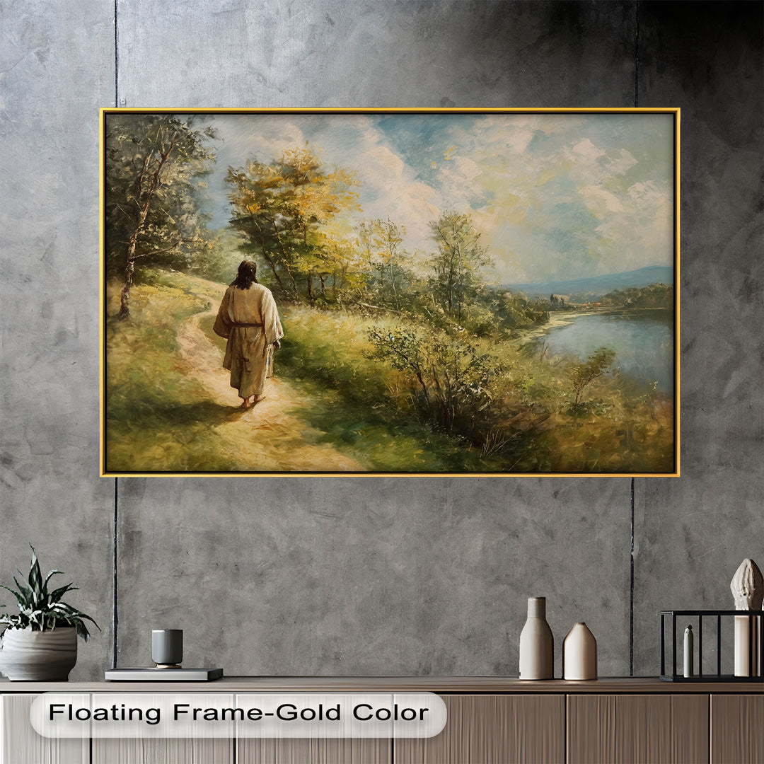 Jesus Walking on Path – Religious Oil Painting