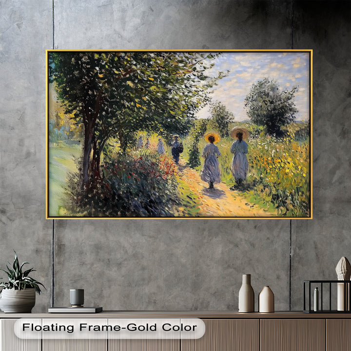 Afternoon Stroll – Sun-Dappled Garden Walk Oil Painting