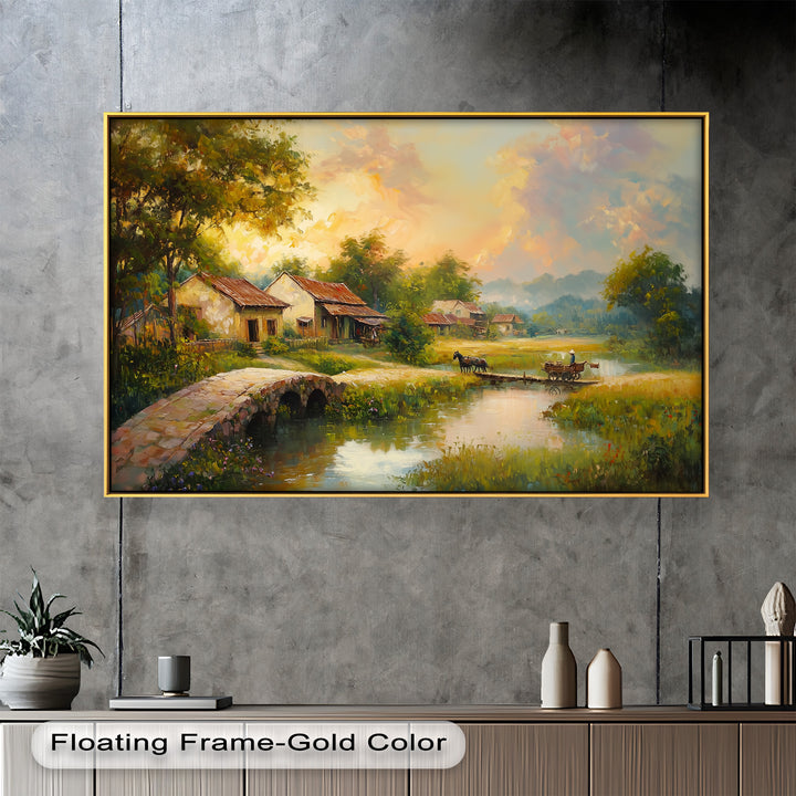 Landscape in Autumn – Serene Countryside Oil Painting
