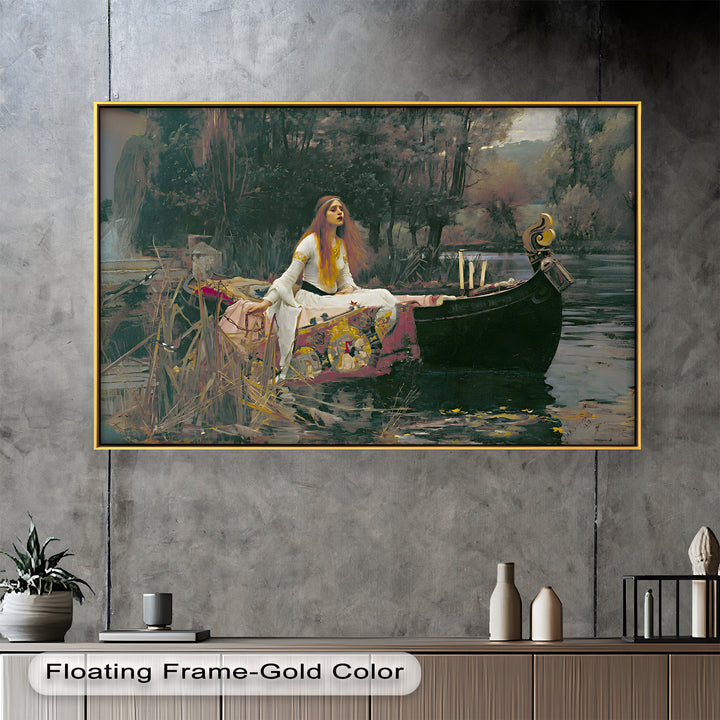 The Lady of Shalott – Romantic River Journey Historic Oil Painting