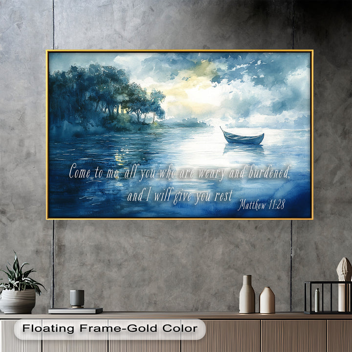 Matthew 11:28 – Find Rest in Christ Bible Verse Oil Painting