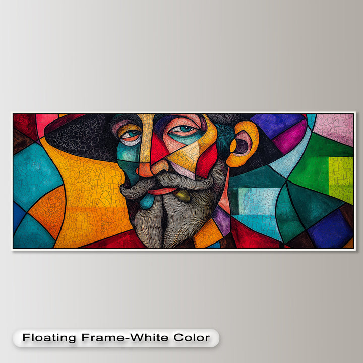 The Thinker’s Mosaic – Abstract Male Portrait Oil Painting