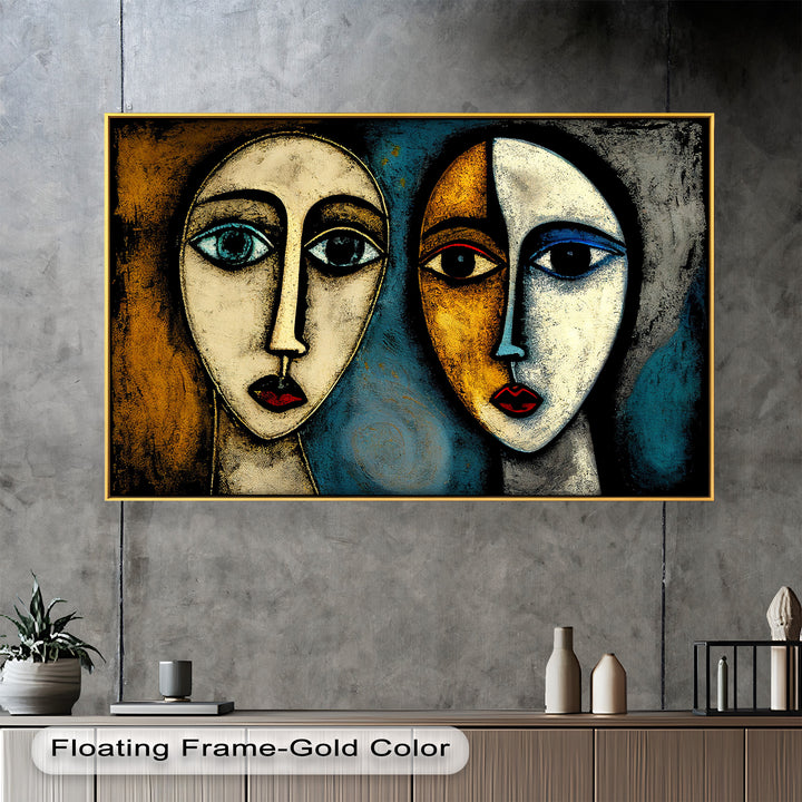 Duality of Gaze – Abstract Expressionist Portrait Picasso Oil Painting