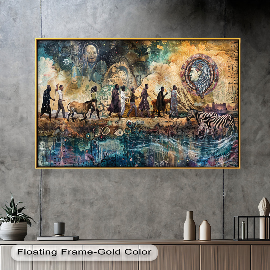 Echoes of Migration – Symbolic Journey Through Time Oil Painting
