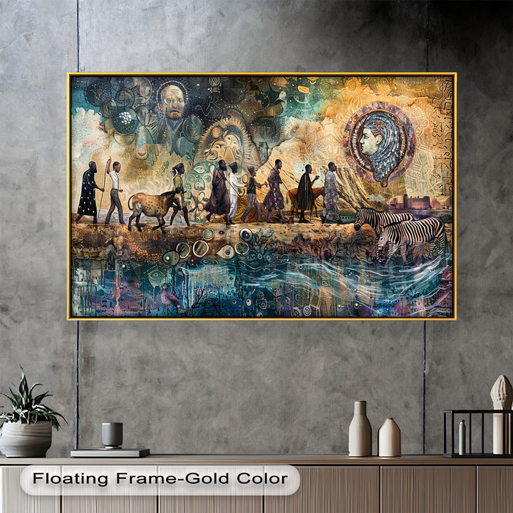 Echoes of Migration – Symbolic Journey Through Time Oil Painting