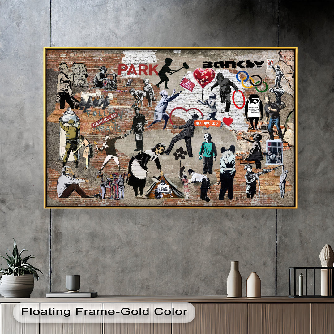 Voices on the Wall – Iconic Banksy Collage Oil Painting