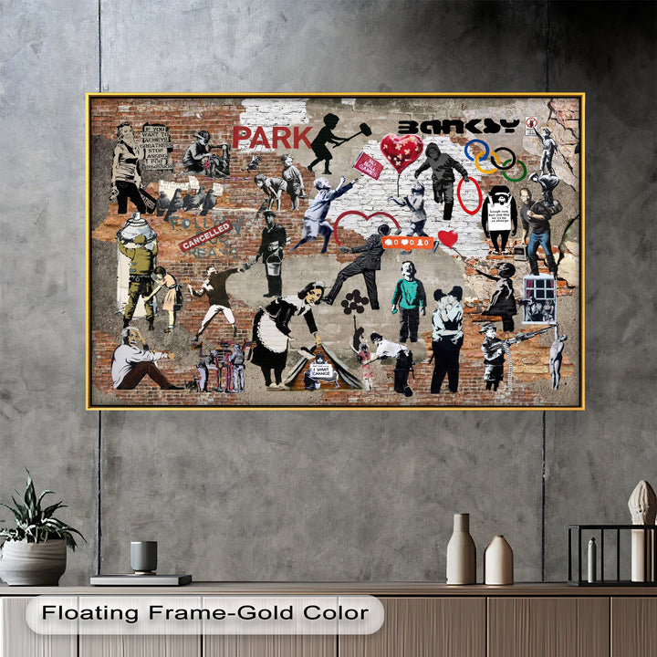 Voices on the Wall – Iconic Banksy Collage Oil Painting