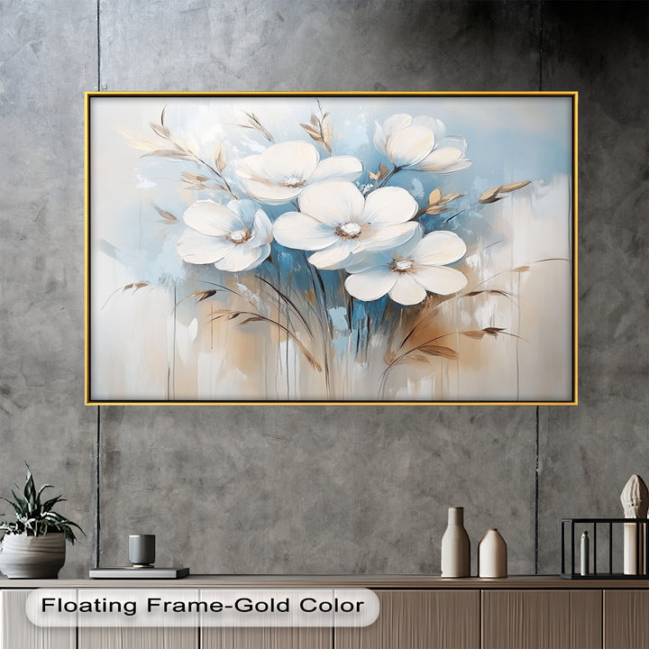 Soft White Blossoms – Floral Oil Painting