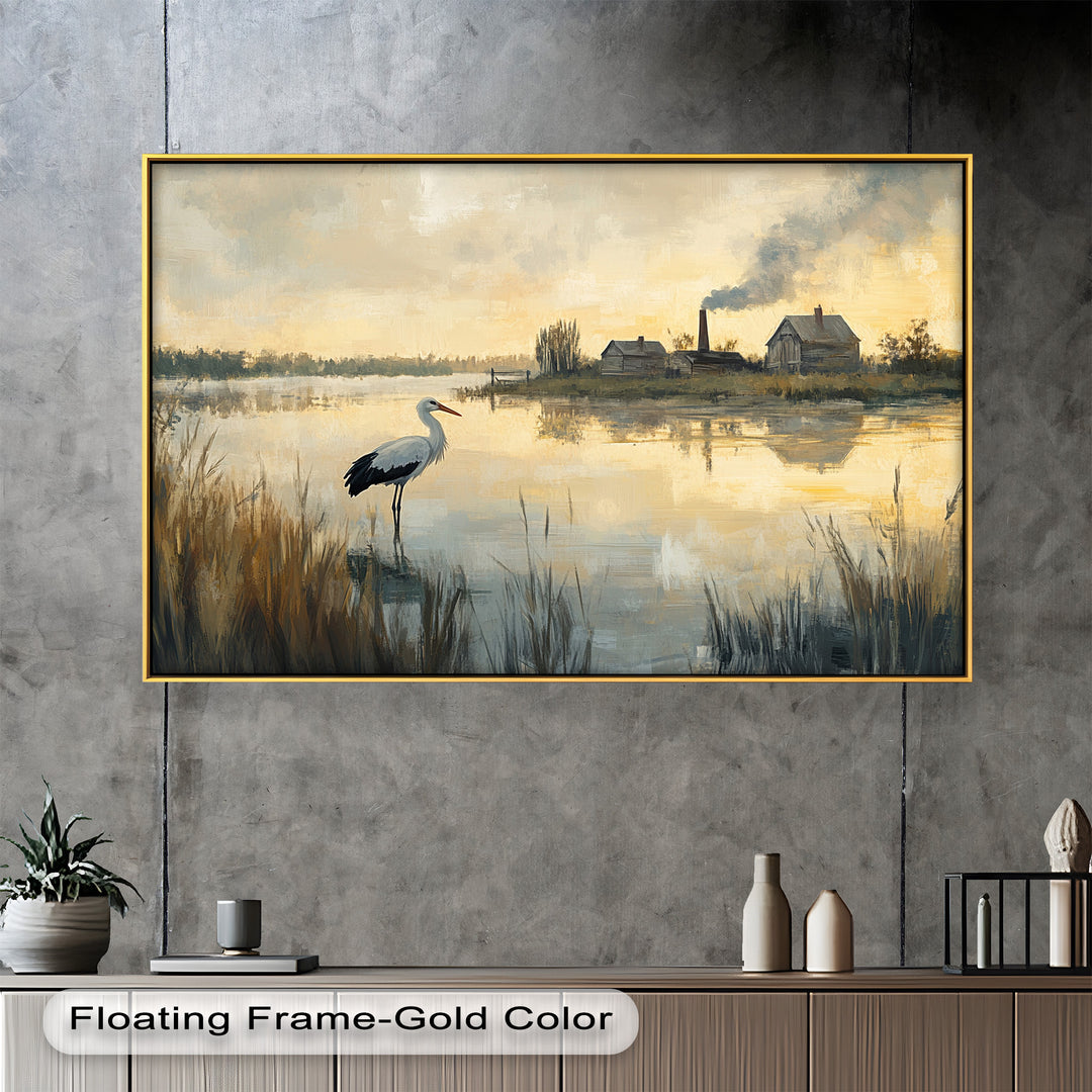 Stork at Dusk – Animal Oil Painting