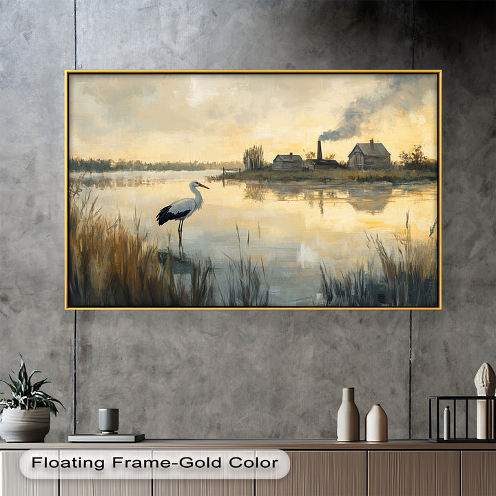 Stork at Dusk – Animal Oil Painting