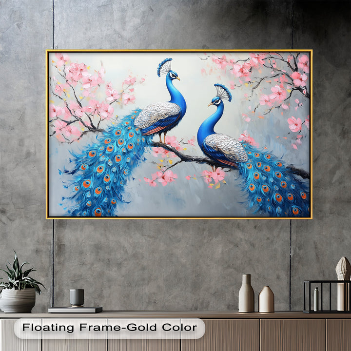 Peacocks Among Cherry Blossoms – Animal Oil Painting