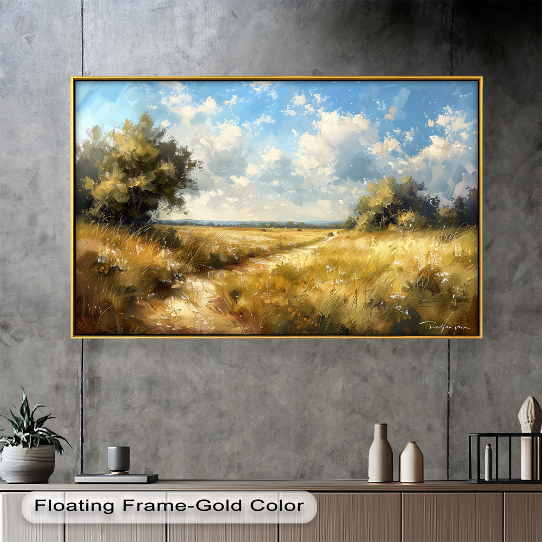 Nostalgic Landscape Framed Art – Nature Oil Painting