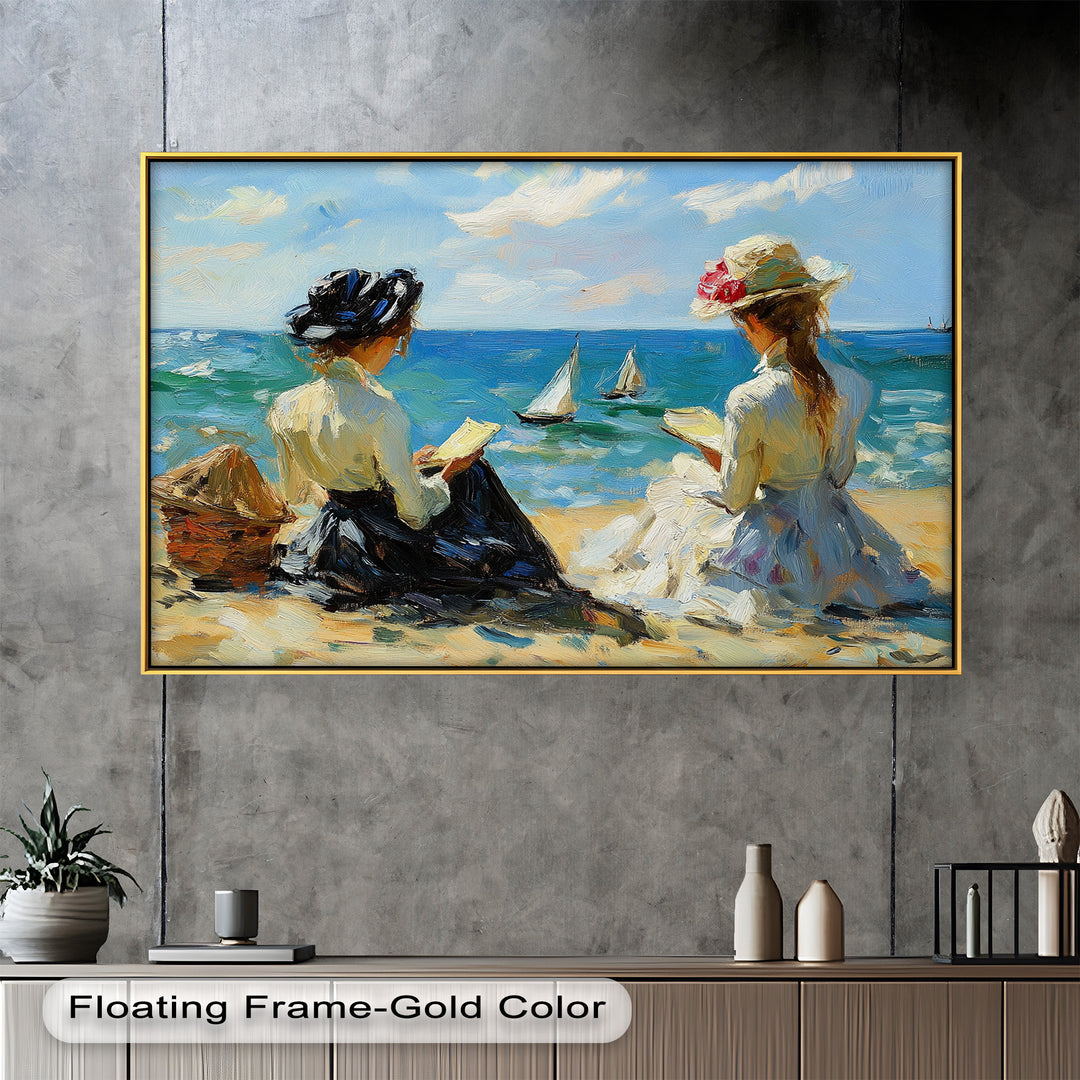 Seaside Serenity with Sailboats – Impressionist Oil Painting