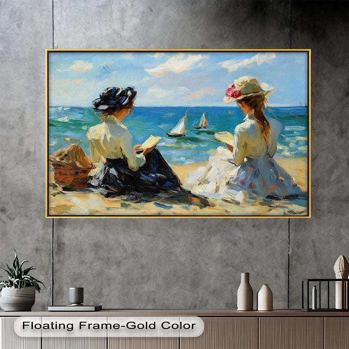 Seaside Serenity with Sailboats – Impressionist Oil Painting