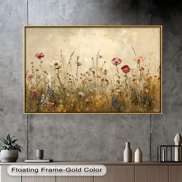 Vintage Wild Flowers – Rustic Floral Oil Painting