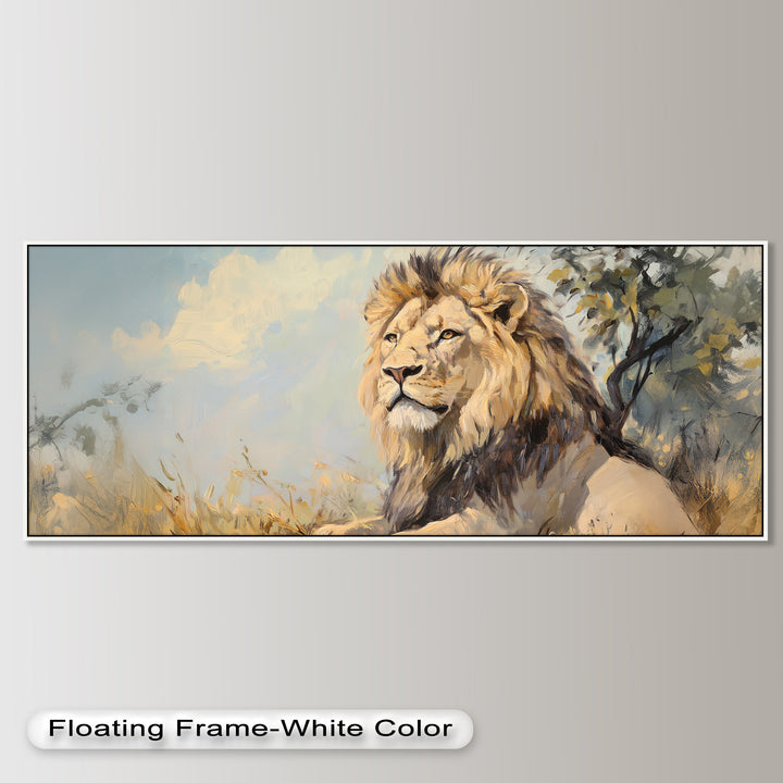 Lion Beneath African Sky - Animal Oil Painting