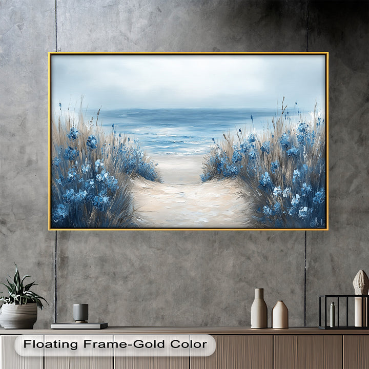 Coastal Beach Path Wall Art – Landscape Oil Painting