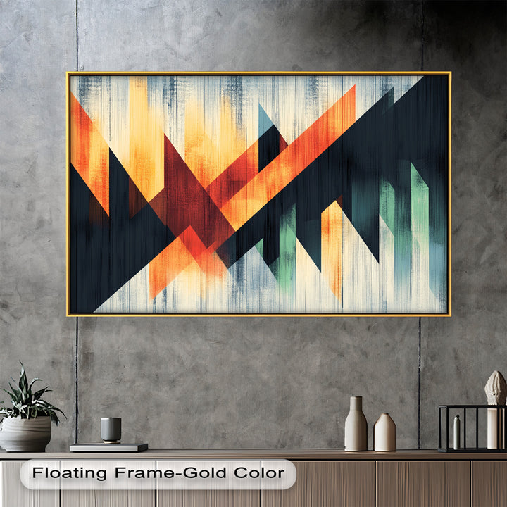 Modern Angular Lines – Bold Geometric Oil Painting
