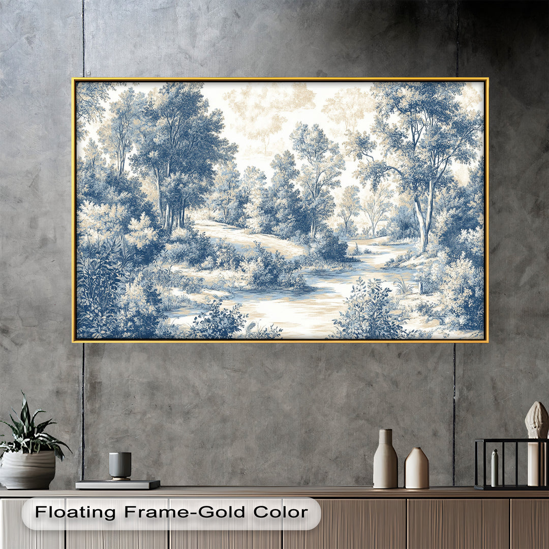 Classic Blue Woodland Scene – Vintage Oil Paintings