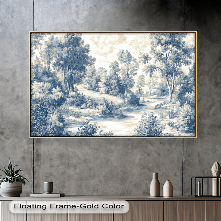 Classic Blue Woodland Scene – Vintage Oil Paintings