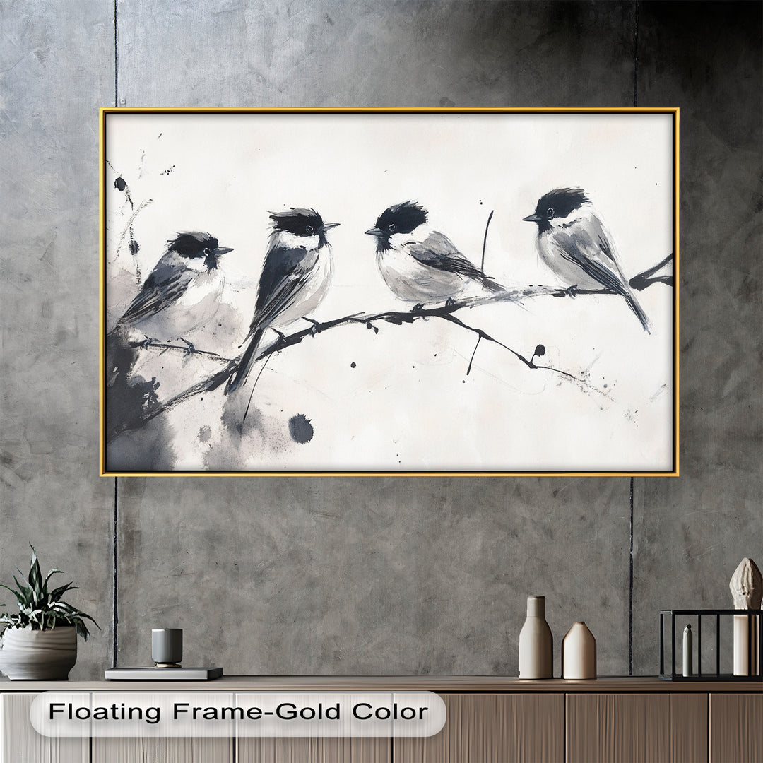 Monochromes Quartett – Vogel-Ölgemälde