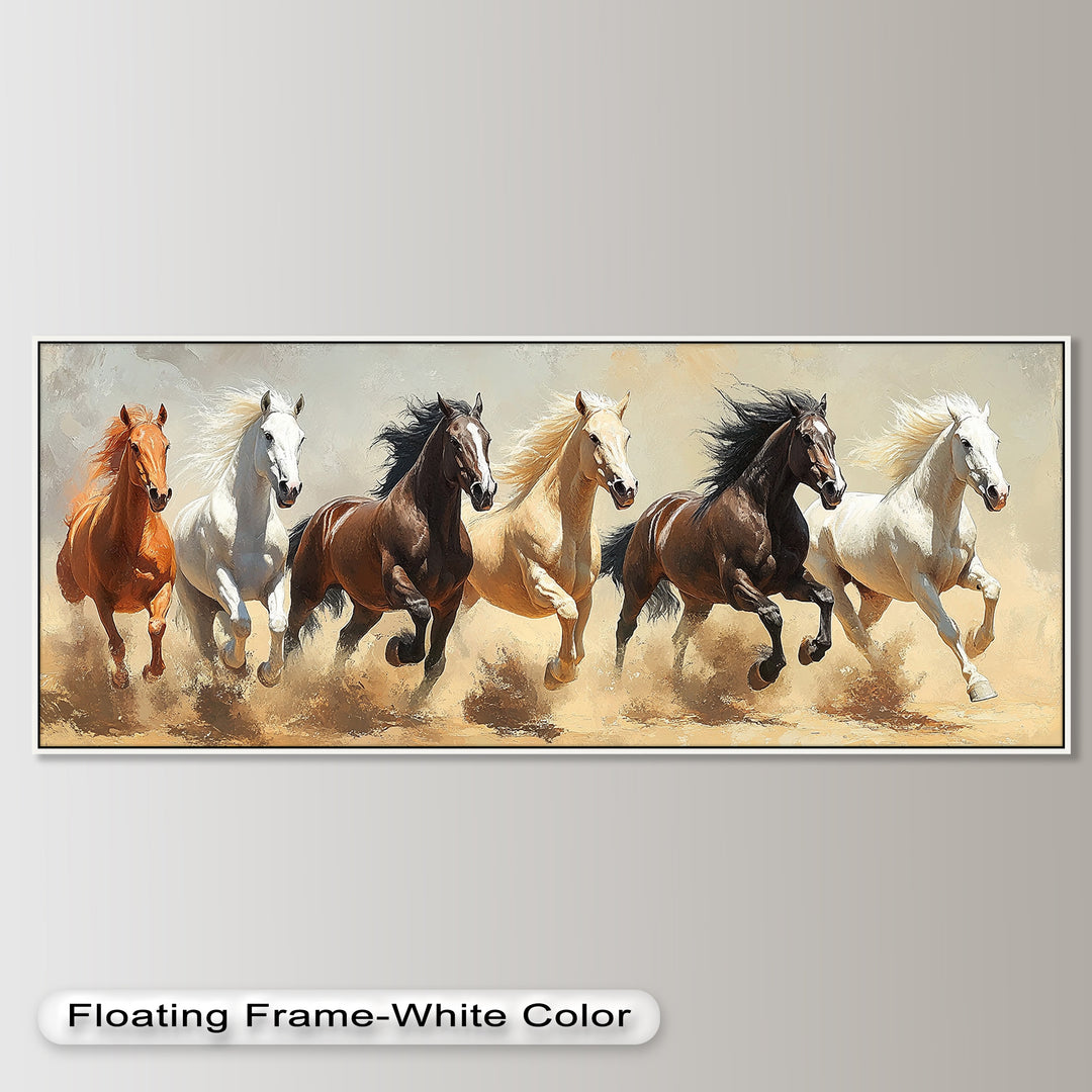 Thundering Harmony – Multicolor Horses Oil Painting