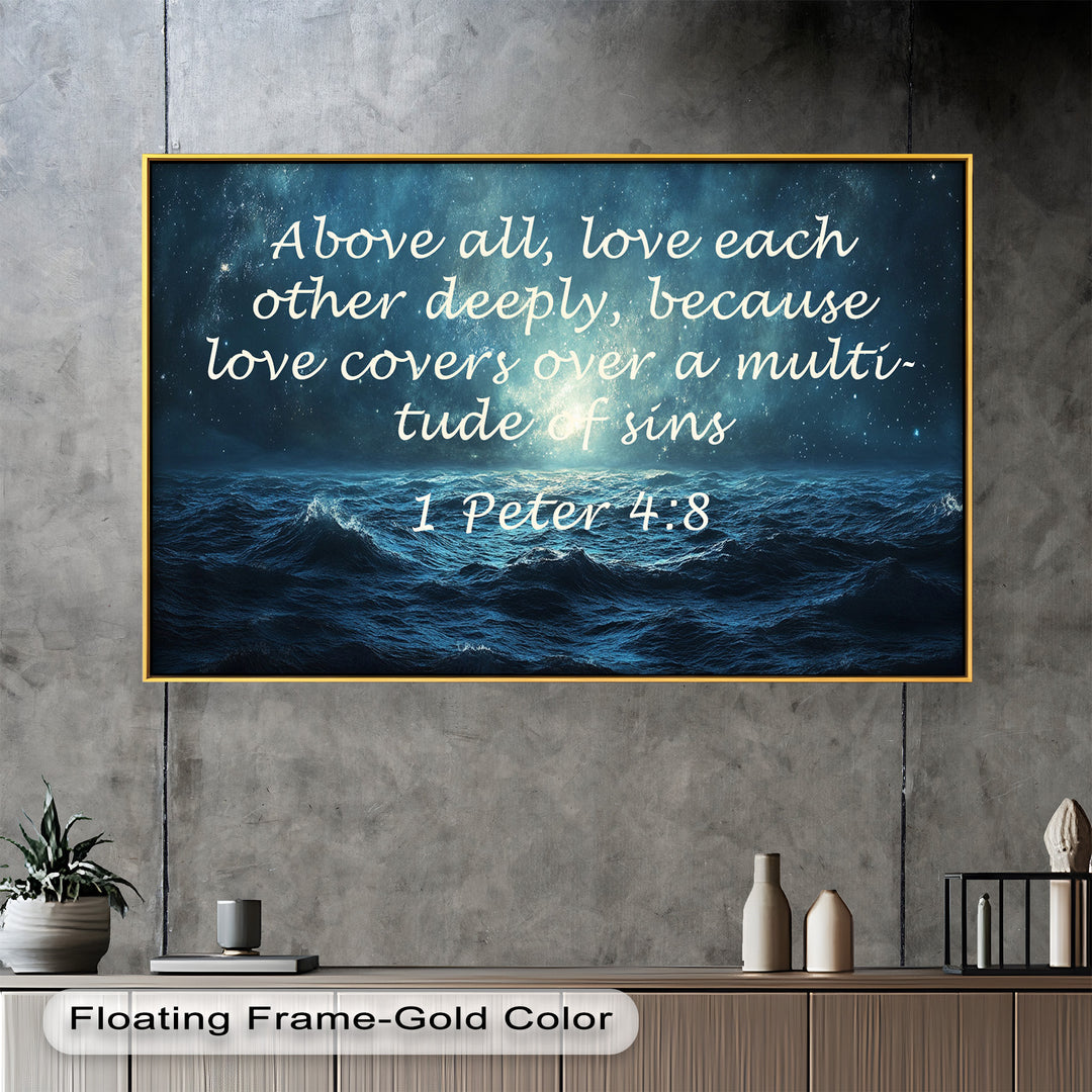 1 Peter 4:8 – Love and Forgiveness Bible Verse Oil Painting
