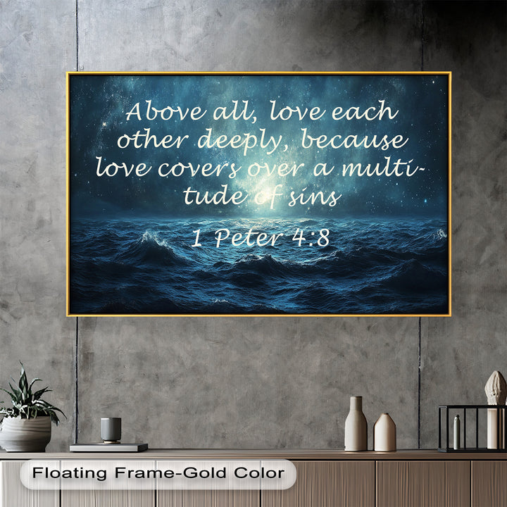 1 Peter 4:8 – Love and Forgiveness Bible Verse Oil Painting
