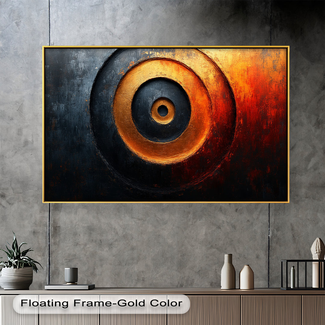 Abstrakte Goldkreis-Holzkunst - Modernes Ölgemälde