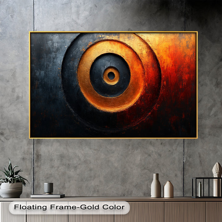 Abstrakte Goldkreis-Holzkunst - Modernes Ölgemälde