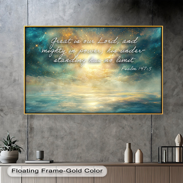 Divine Strength – Bible Verse Artwork with Cosmic Light
