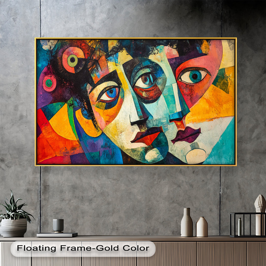 Entwined Visions Oil Painting – Fauvist Dual-Face Expressionism