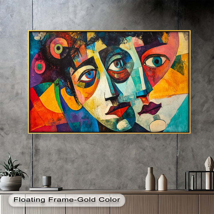Entwined Visions Oil Painting – Fauvist Dual-Face Expressionism
