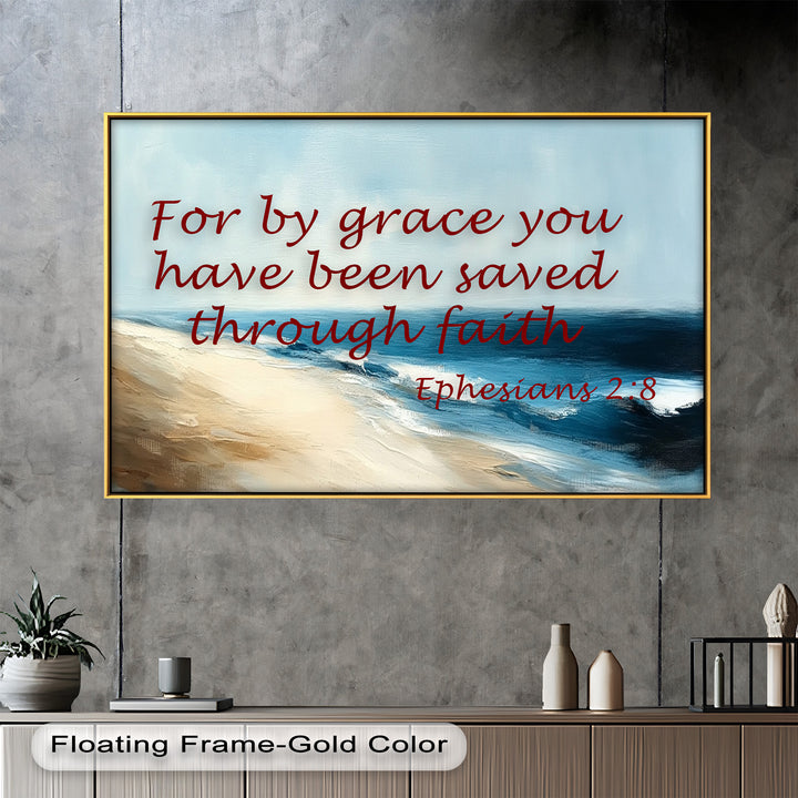 Ephesians 2:8 – Grace Through Faith Bible Verse Oil Painting