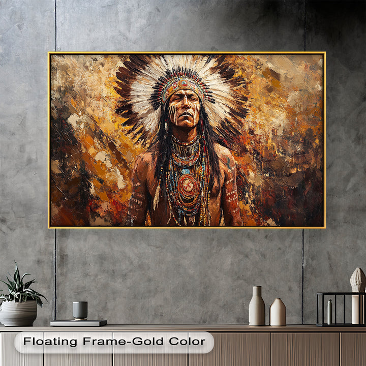 Sacred Flame – Tribal Warrior Portrait Oil Painting