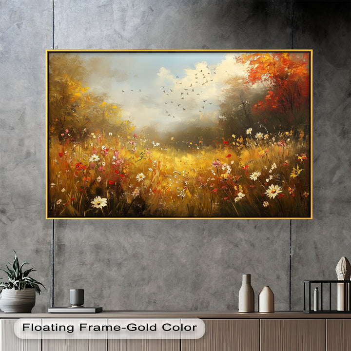 Flowers and Stream – Vibrant Autumn Oil Painting