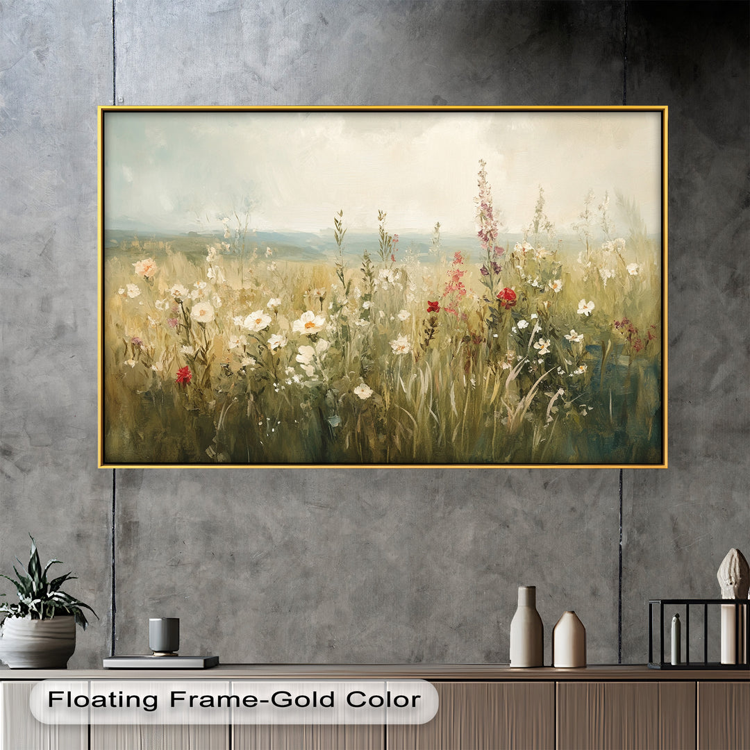 Nostalgic Feel – Serene Wildflower Oil Painting